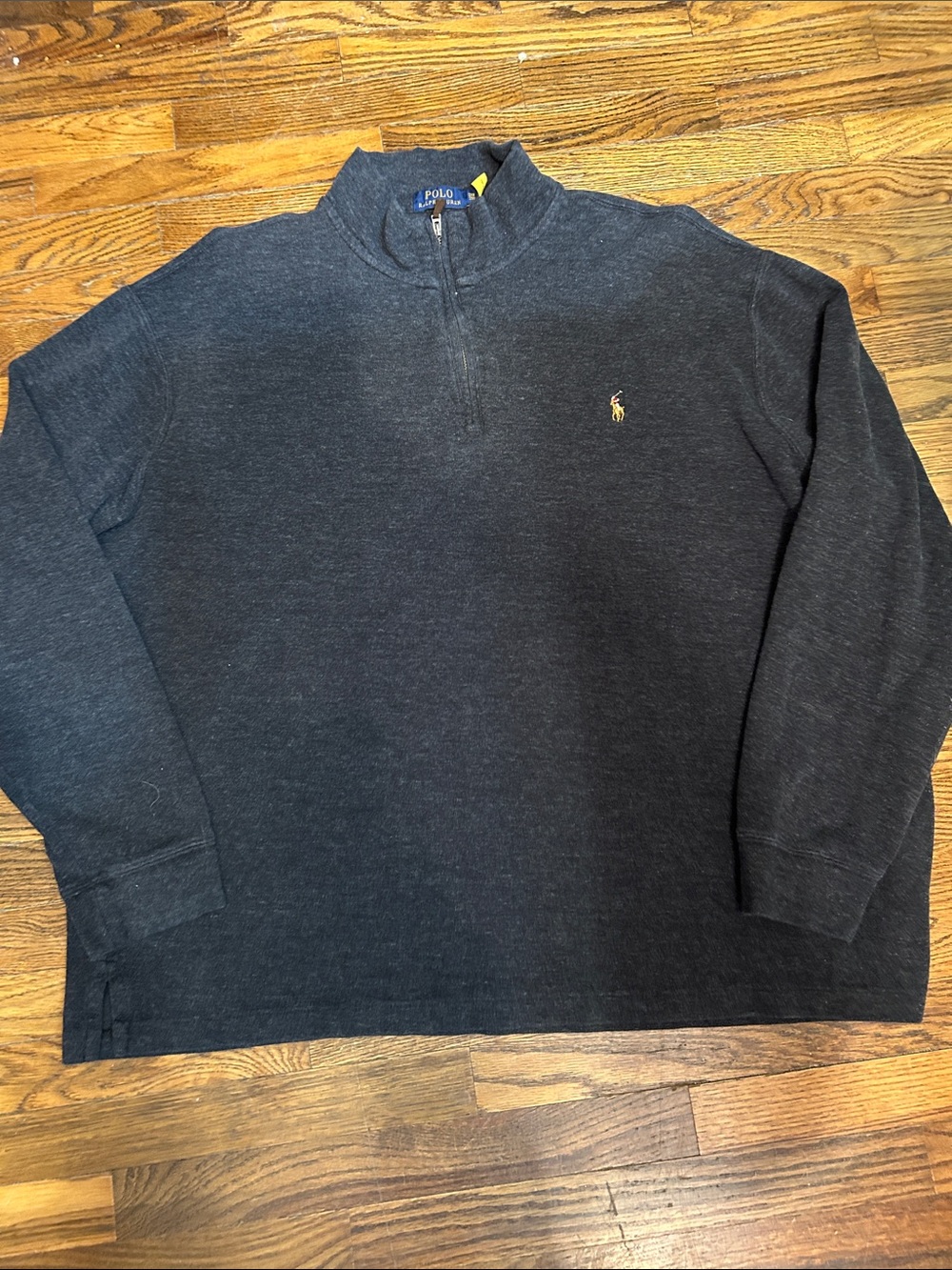 Polo by Ralph Lauren Charcoal Quarter-Zip Pullover with Gold Pony